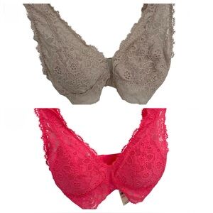 Aerie Lace Bras in Taupe and Hot Pink